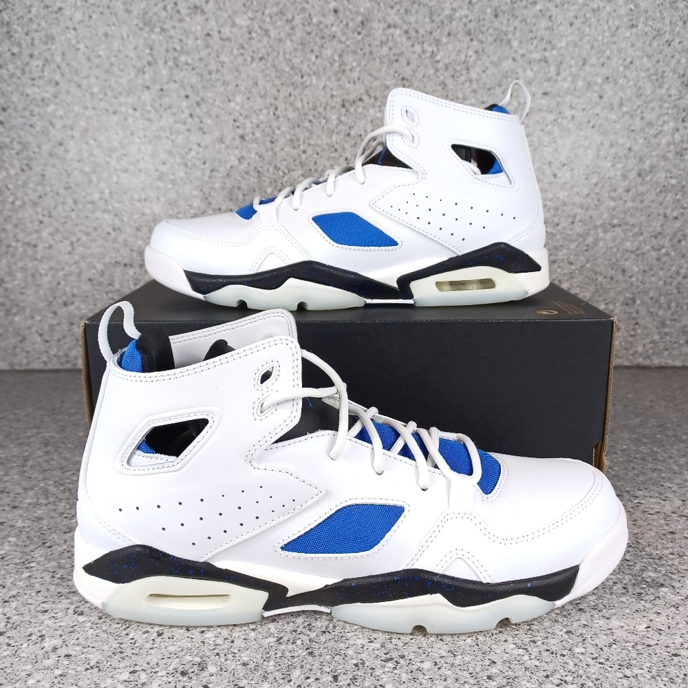 Nike Air Jordan Flight Club 91 White Hyper Royal Sneakers Shoes 7Y